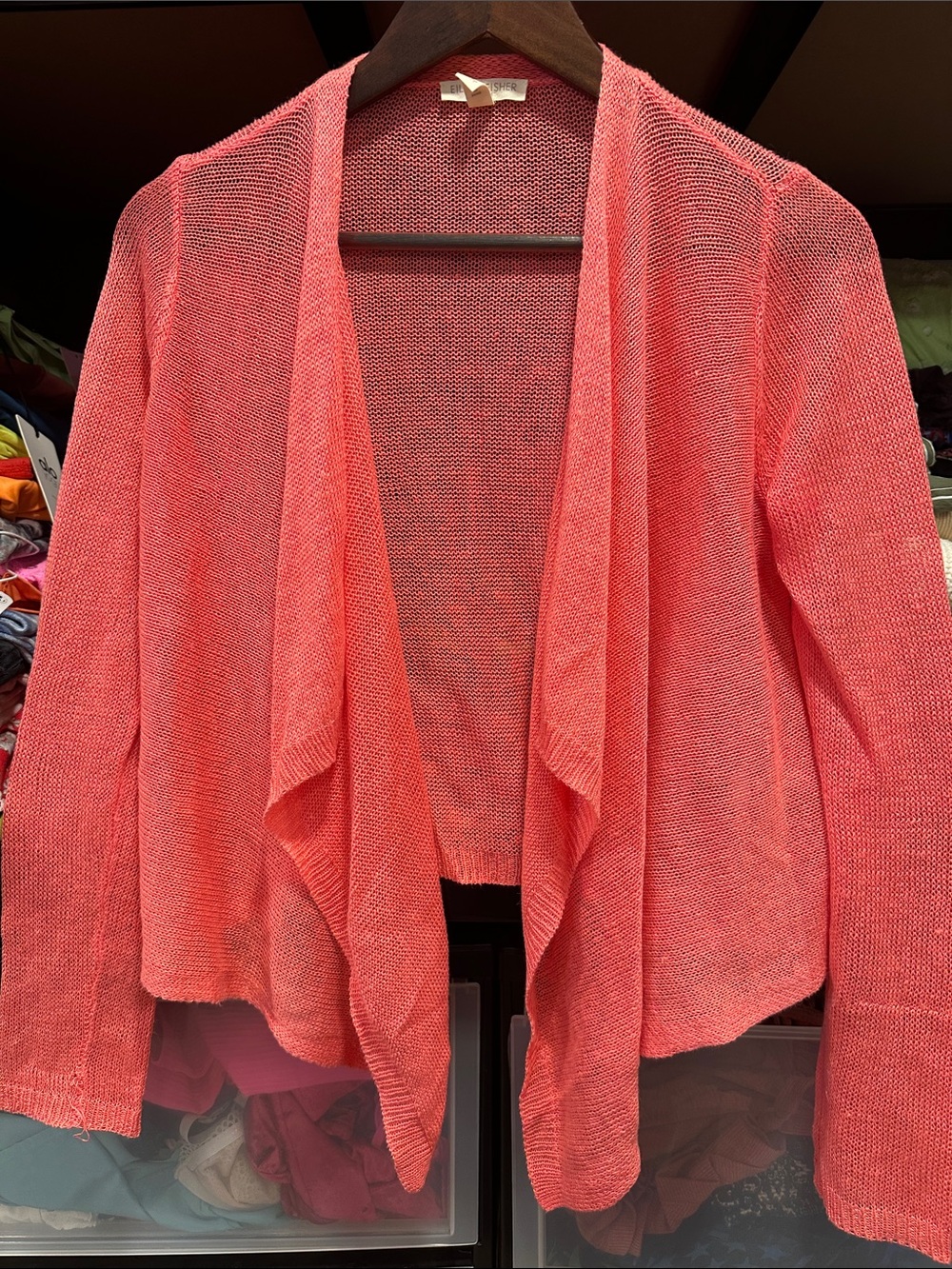 Eileen Fisher Coral Open-Front small petite Lightweight Cardigan sheer